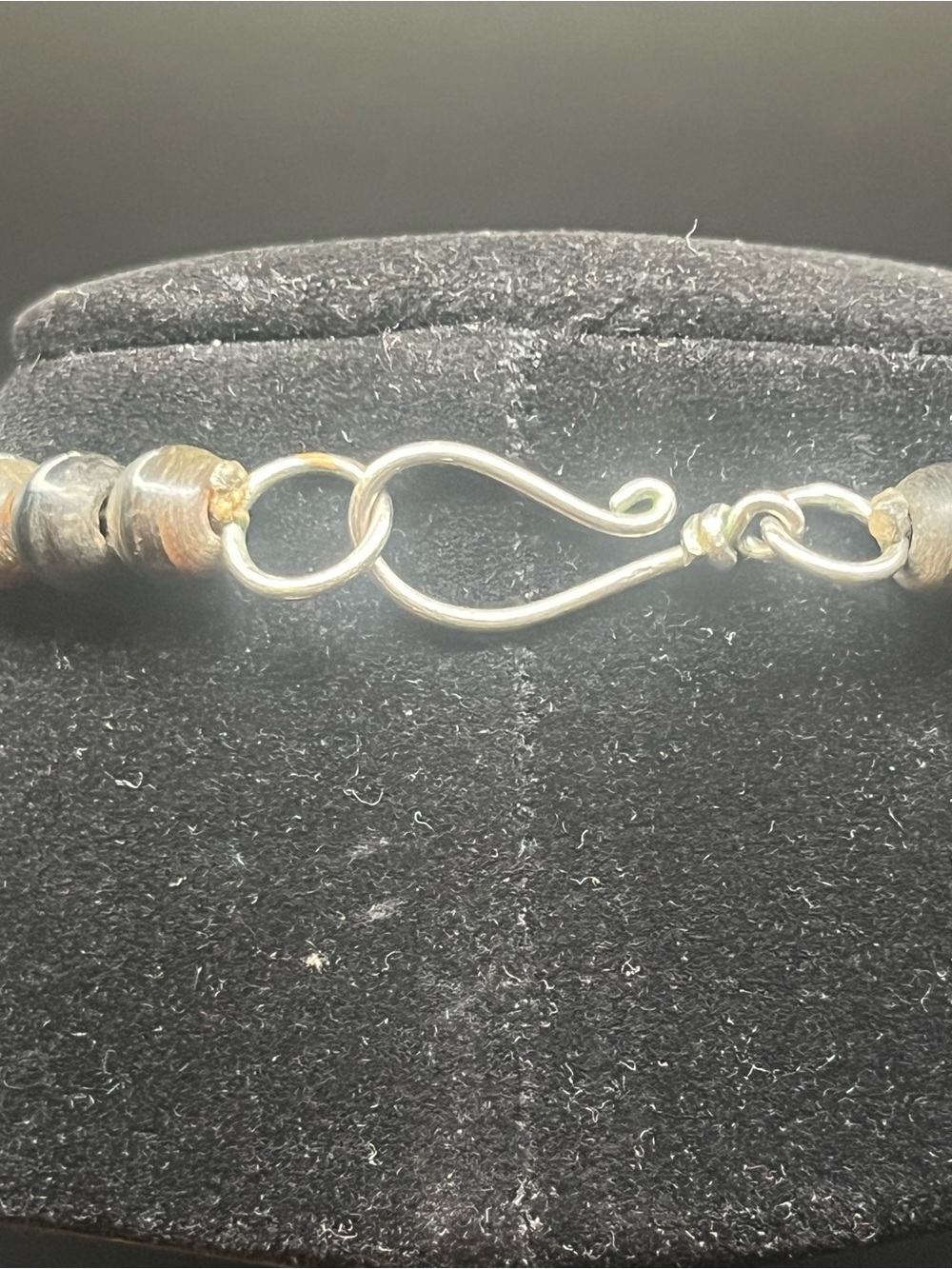 Artisan Genuine Horn Statement Necklace Large Oval Pendant Wood Silver Tone 20” - Picture 10 of 11